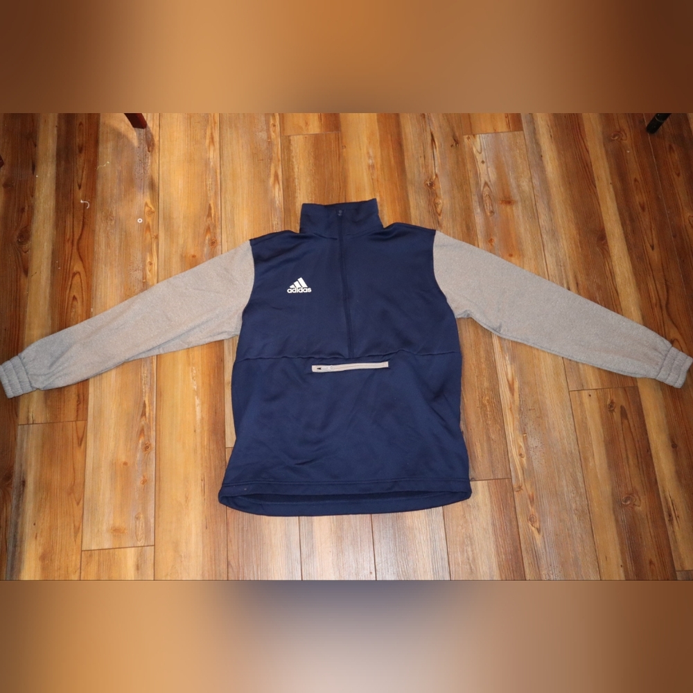 Adidas Blue and Gray Quarter-Zip Sweatshirt